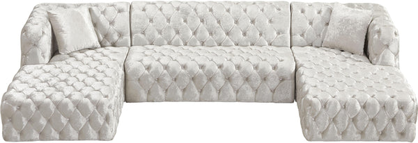 Coco White Velvet 3pc. Sectional (3 Boxes)