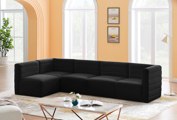 Quincy Black Velvet Modular Sectional