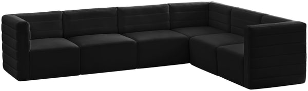 Quincy Black Velvet Modular Sectional