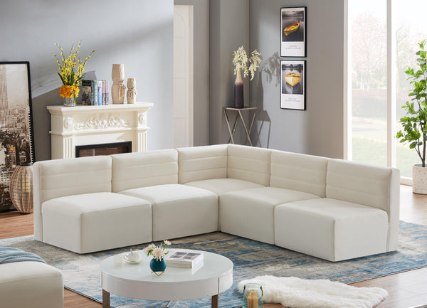 Quincy Cream Velvet Modular Sectional