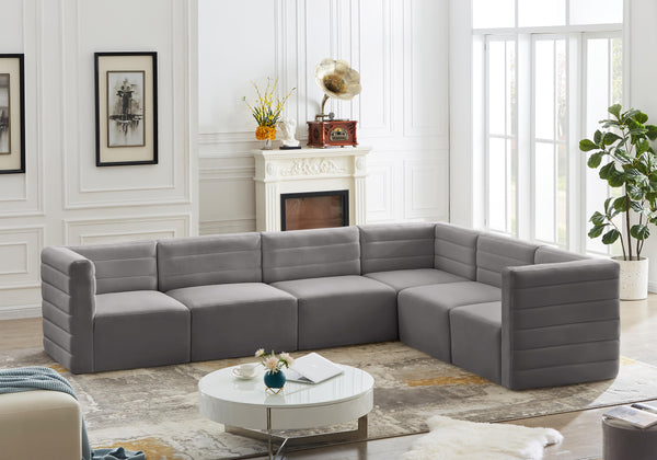 Quincy Grey Velvet Modular Sectional