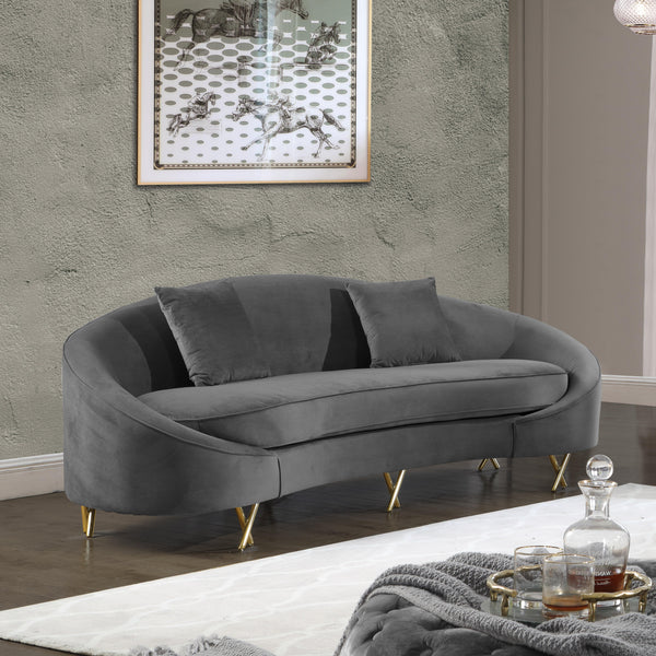 Serpentine Grey Velvet Sofa