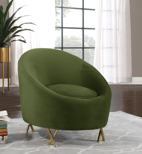 Serpentine Olive Velvet Chair