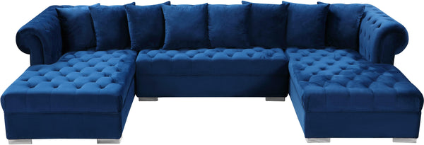 Presley Navy Velvet 3pc. Sectional