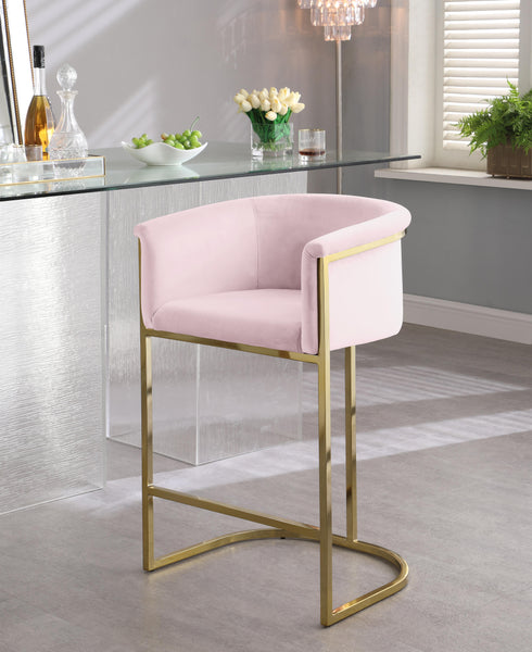 Donatella Pink Velvet Stool