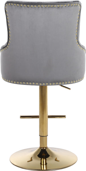 Claude Grey Velvet Adjustable Stool