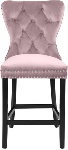 Nikki Pink Velvet Stool