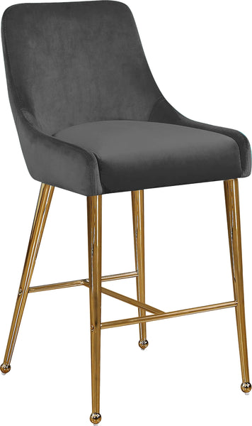 Owen Grey Velvet Stool