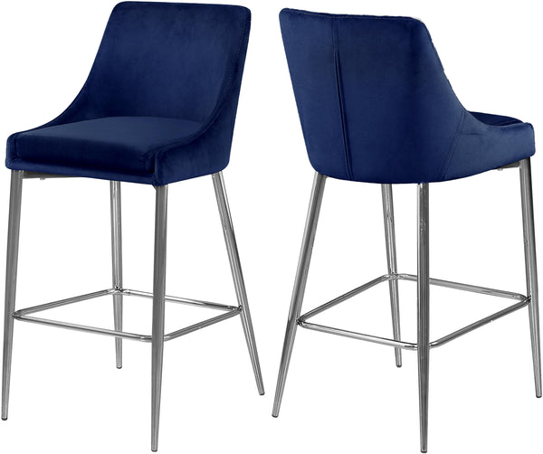 Karina Navy Velvet Stool