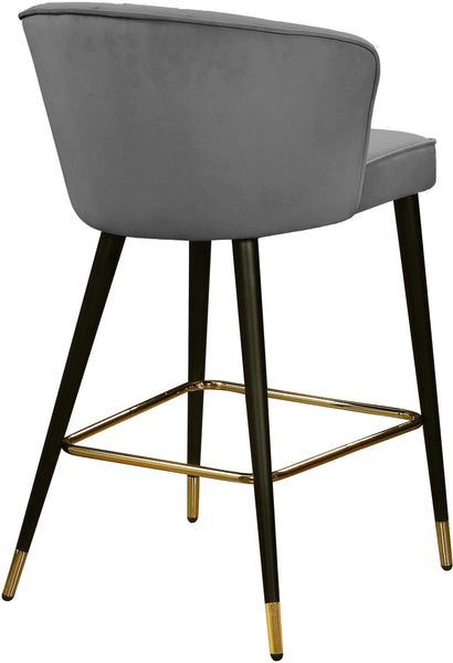 Cassie Grey Velvet Stool