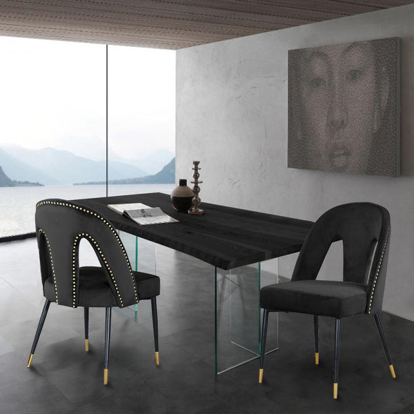 Akoya Black Velvet Dining Chair