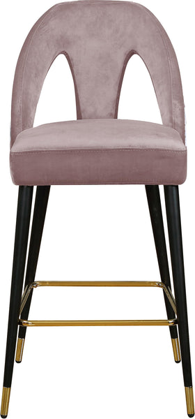 Akoya Pink Velvet Stool