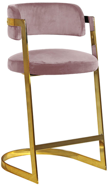 Stephanie Pink Velvet Stool