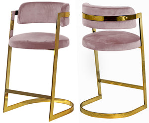 Stephanie Pink Velvet Stool image