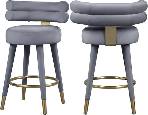 Fitzroy Grey Velvet Counter Stool