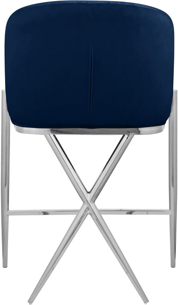 Xavier Navy Velvet Counter Stool