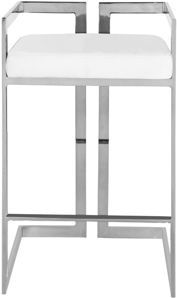 Ezra White Faux Leather Stool