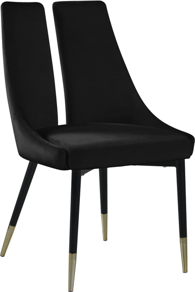 Sleek Black Velvet Dining Chair