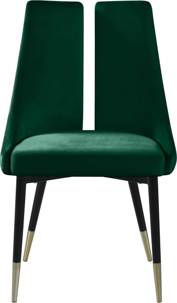 Sleek Green Velvet Dining Chair