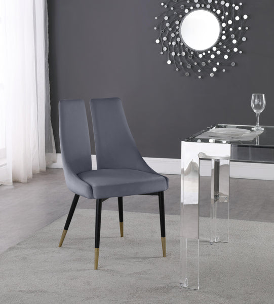 Sleek Grey Velvet Dining Chair