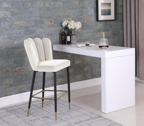 Lily Cream Velvet Stool