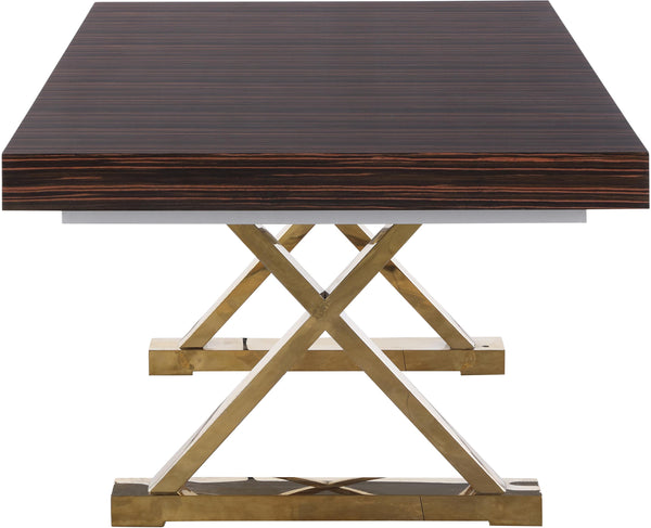 Excel Brown Zebra Wood Veneer Lacquer Extendable Dining Table (3 Boxes)