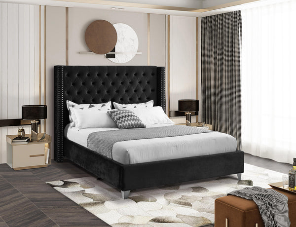 Aiden Black Velvet King Bed