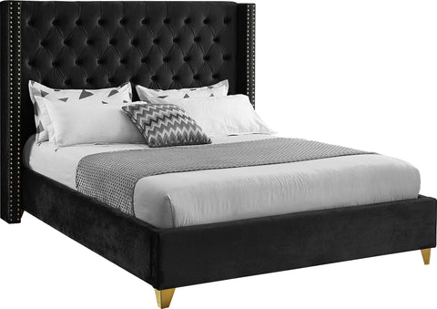 Barolo Black Velvet Queen Bed