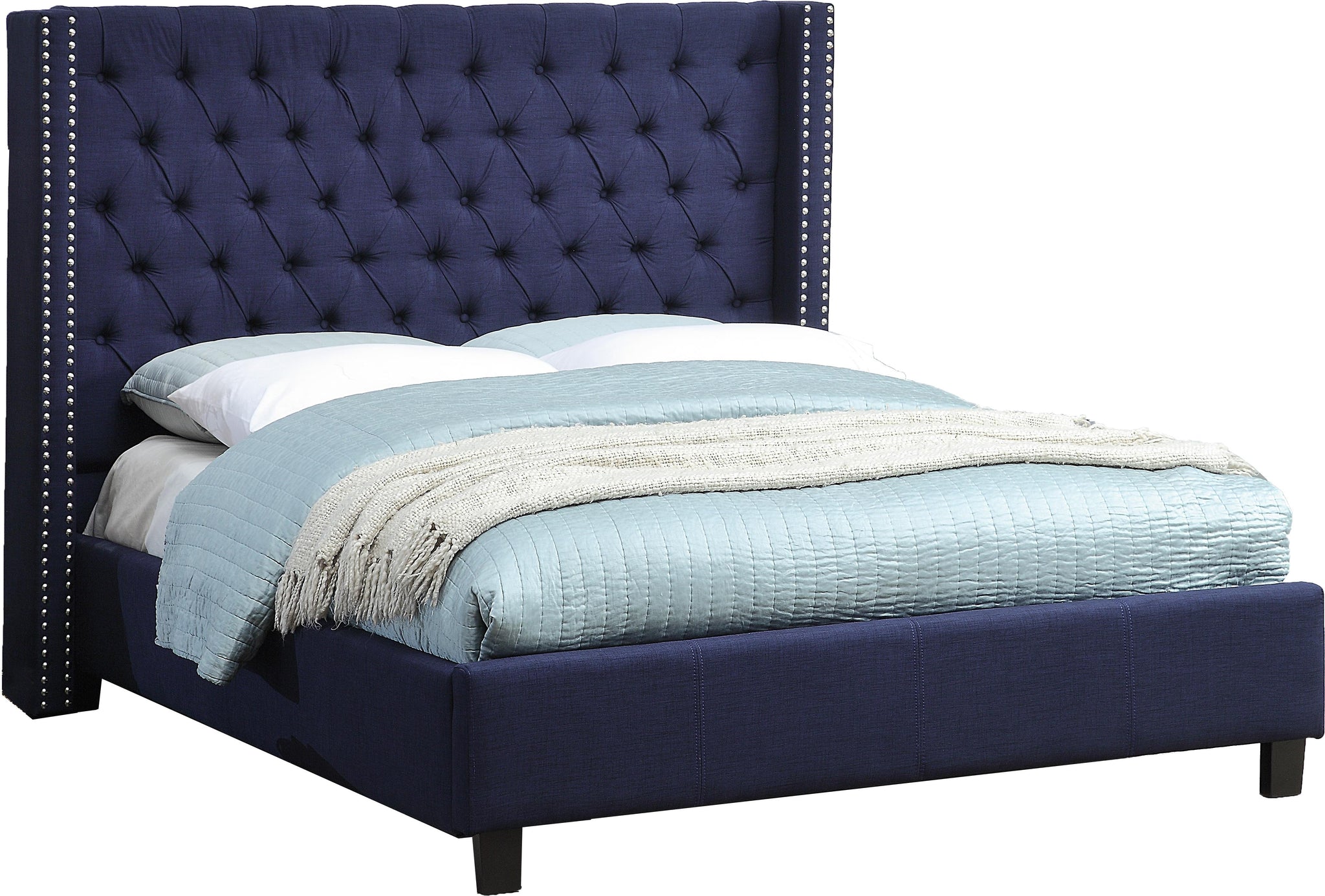Ashton Navy Linen Queen Bed