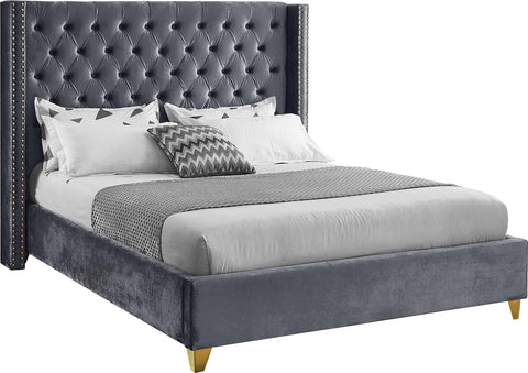 Barolo Grey Velvet King Bed
