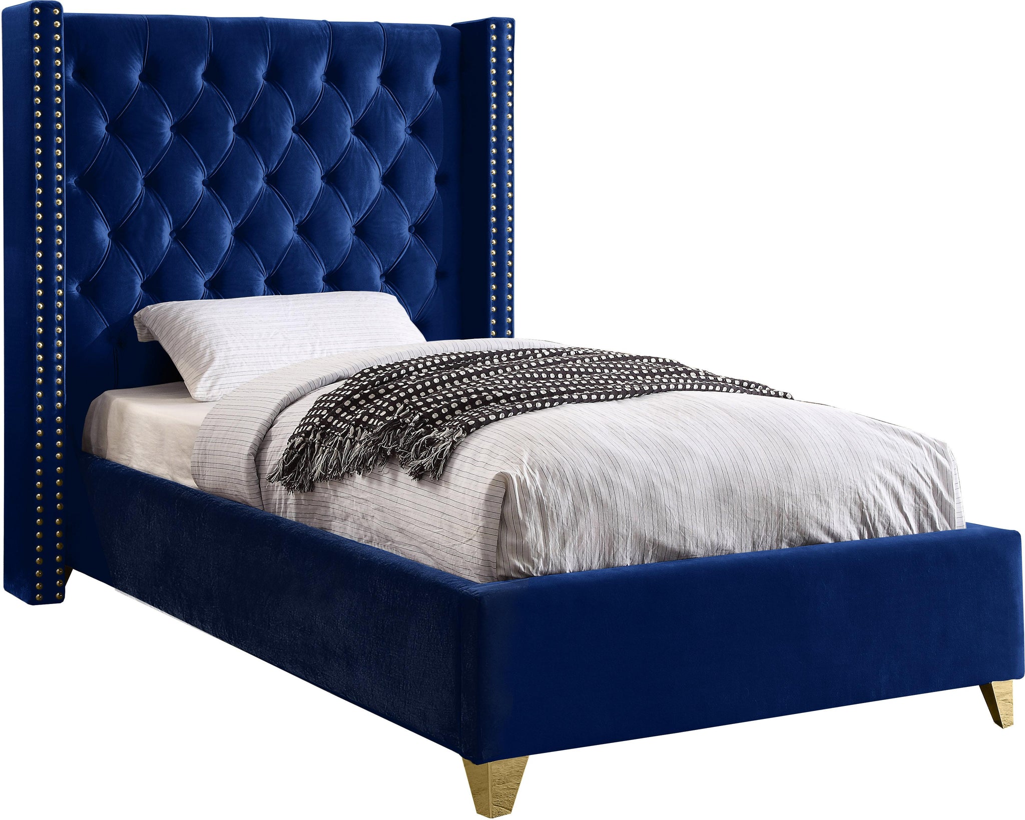 Barolo Navy Velvet Twin Bed image