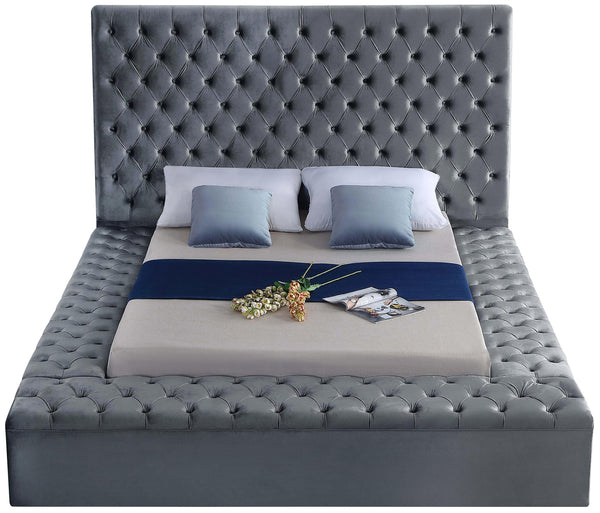 Bliss Grey Velvet Full Bed (3 Boxes)