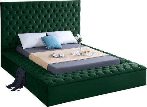 Bliss Green Velvet Queen Bed (3 Boxes)