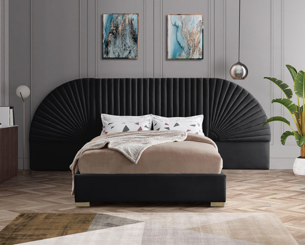 Cleo Black Velvet King Bed (3 Boxes)