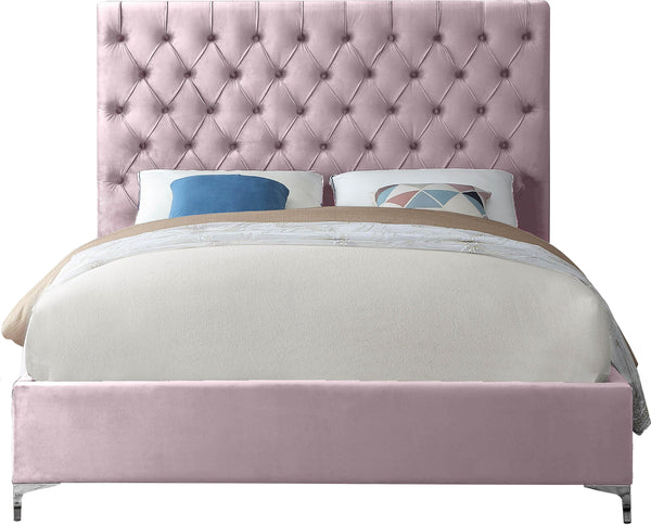 Cruz Pink Velvet Queen Bed