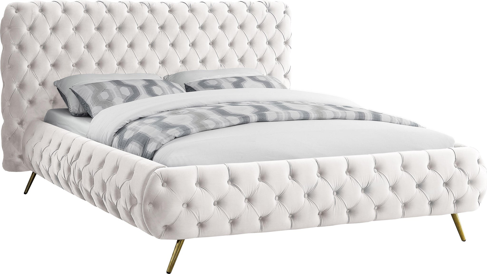 Delano Cream Velvet Queen Bed
