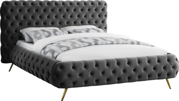Delano Grey Velvet Queen Bed