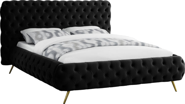 Delano Black Velvet Queen Bed
