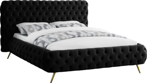 Delano Black Velvet Queen Bed