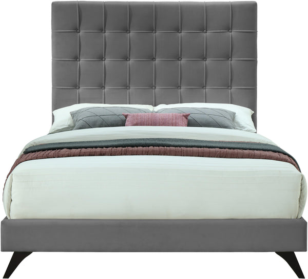 Elly Grey Velvet King Bed