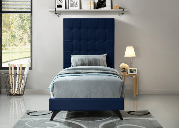 Elly Navy Velvet Twin Bed