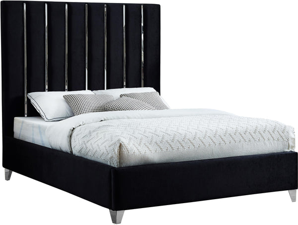 Enzo Black Velvet Queen Bed image