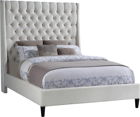 Fritz Cream Velvet Queen Bed