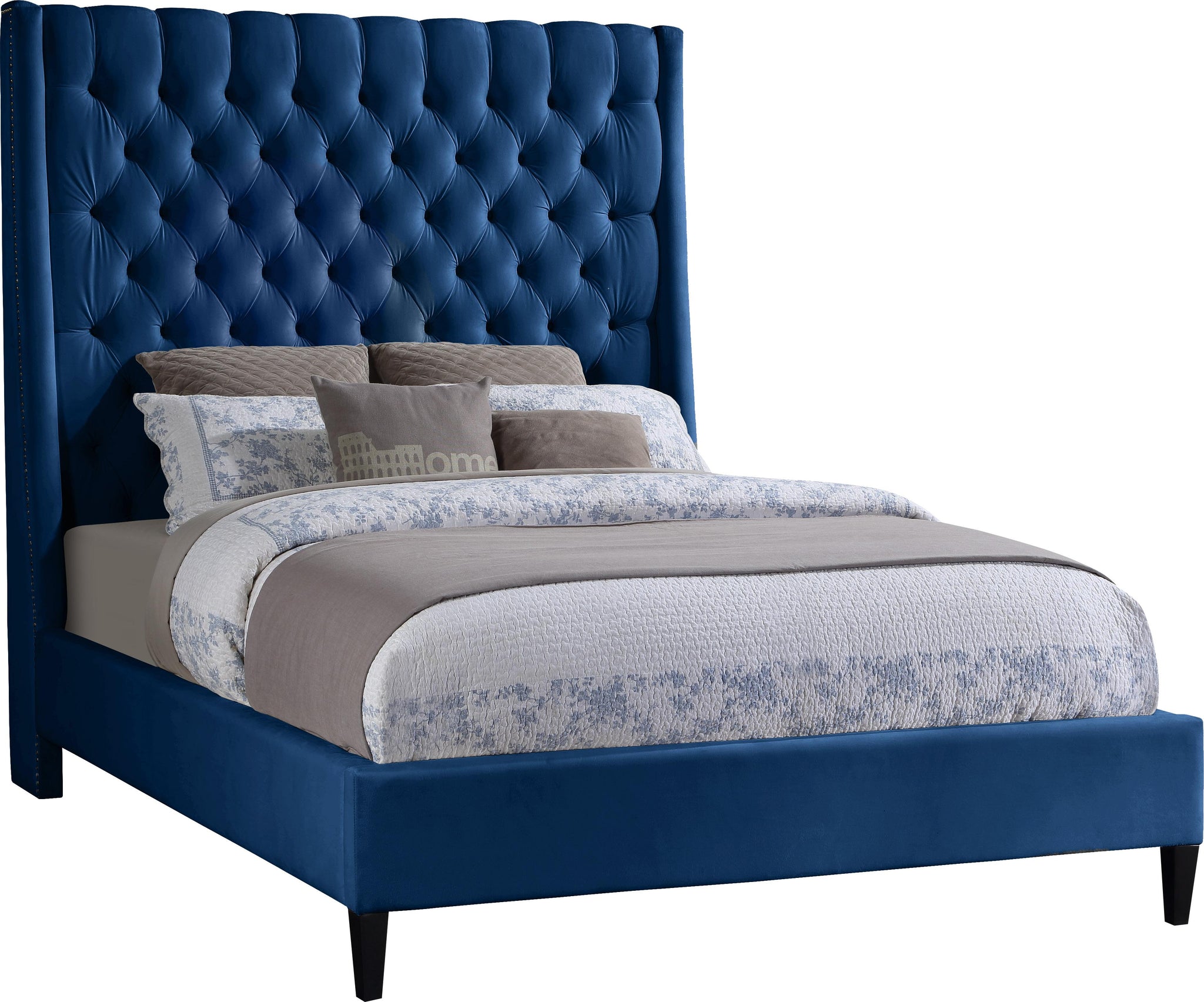 Fritz Navy Velvet Queen Bed