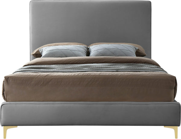 Geri Grey Velvet Queen Bed