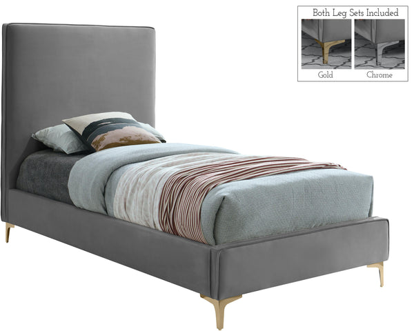 Geri Grey Velvet Twin Bed image