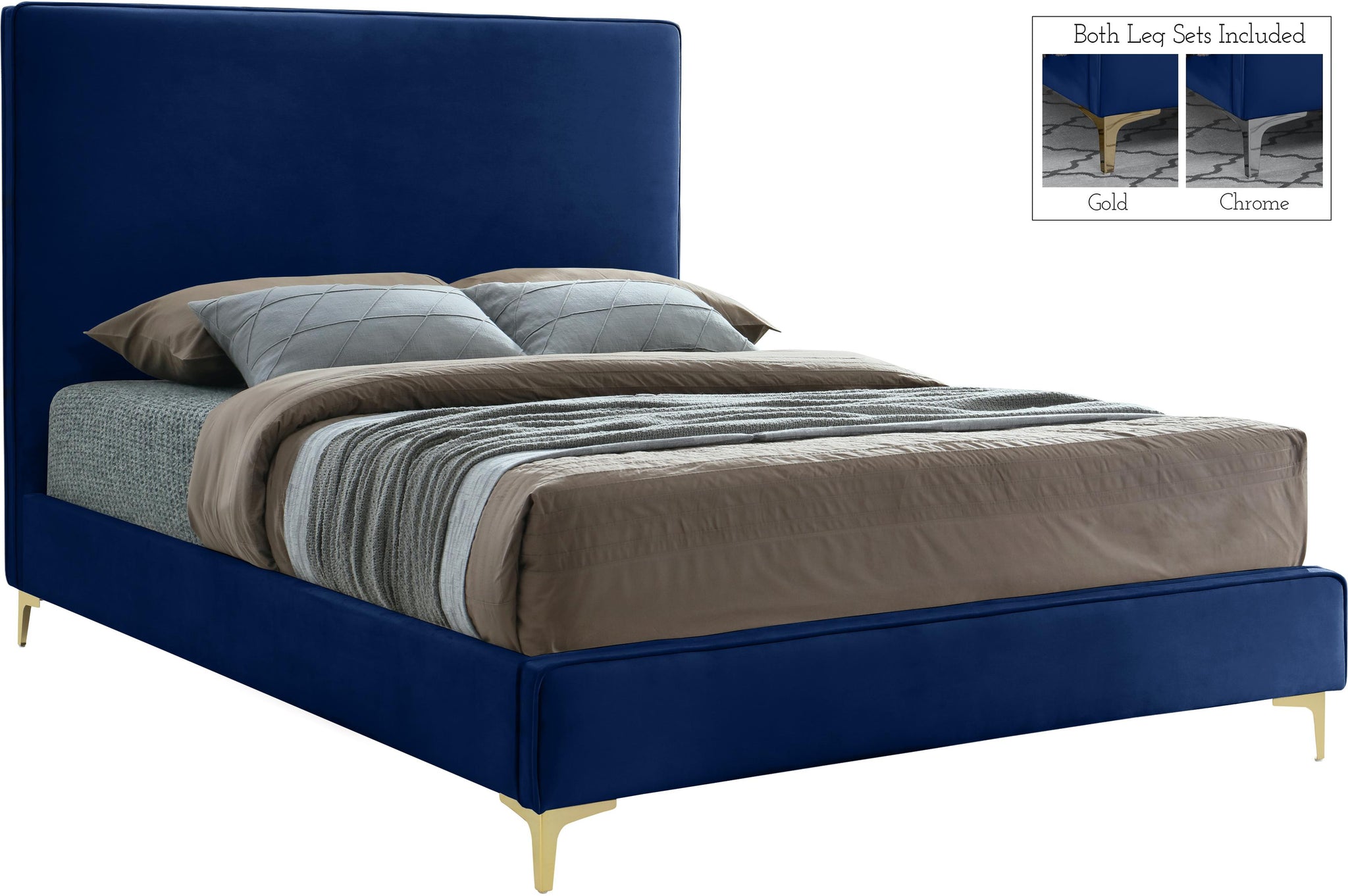 Geri Navy Velvet King Bed image