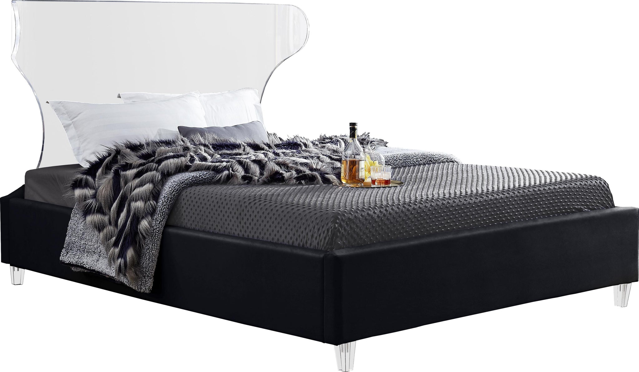 Ghost Black Velvet King Bed