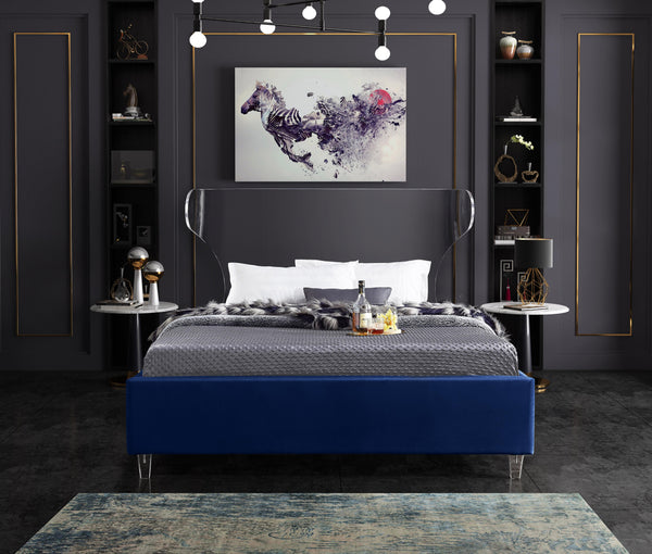 Ghost Navy Velvet Full Bed