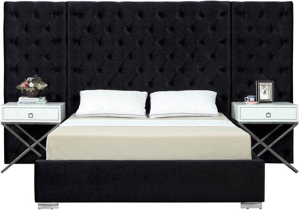 Grande Black Velvet Queen Bed (3 Boxes)